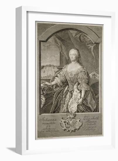 Portrait of Johanna-Elizabeth, Electress of Anhalt-Zerbst (1712-176), Mother of Catherine II, 1756-Johann Martin Bernigeroth-Framed Giclee Print