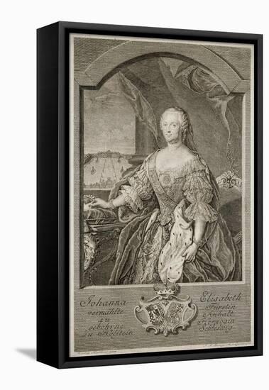 Portrait of Johanna-Elizabeth, Electress of Anhalt-Zerbst (1712-176), Mother of Catherine II, 1756-Johann Martin Bernigeroth-Framed Stretched Canvas