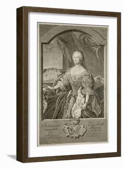 Portrait of Johanna-Elizabeth, Electress of Anhalt-Zerbst (1712-176), Mother of Catherine II, 1756-Johann Martin Bernigeroth-Framed Giclee Print