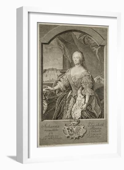 Portrait of Johanna-Elizabeth, Electress of Anhalt-Zerbst (1712-176), Mother of Catherine II, 1756-Johann Martin Bernigeroth-Framed Giclee Print