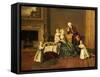 Portrait of John, 14th and His Family in the Breakfast Room at Compton Verney-Johann Zoffany-Framed Stretched Canvas