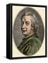 Portrait of John Dryden, English poet, (1631-1700)-French School-Framed Stretched Canvas