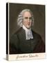 Portrait of Jonathan Edwards (1703-1758), American Theologian, with His Signature.-null-Stretched Canvas