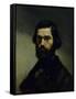 Portrait of Jules Valles circa 1861-Gustave Courbet-Framed Stretched Canvas