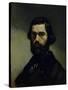 Portrait of Jules Valles circa 1861-Gustave Courbet-Stretched Canvas