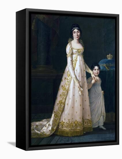 Portrait of Julie Clary with Her Daughter Zenaide Clary-Robert Tyndall-Framed Stretched Canvas