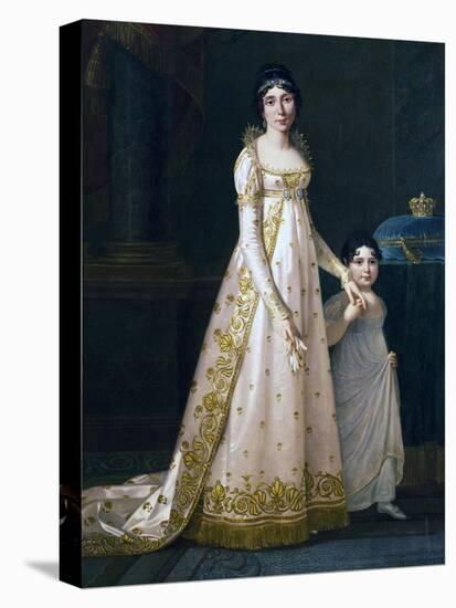 Portrait of Julie Clary with Her Daughter Zenaide Clary-Robert Tyndall-Stretched Canvas