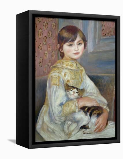 Portrait of Julie Manet or Little Girl with Cat-Pierre-Auguste Renoir-Framed Stretched Canvas