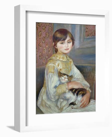Portrait of Julie Manet or Little Girl with Cat-Pierre-Auguste Renoir-Framed Giclee Print