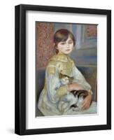 Portrait of Julie Manet or Little Girl with Cat-Pierre-Auguste Renoir-Framed Premium Giclee Print