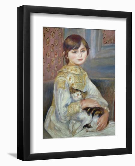 Portrait of Julie Manet or Little Girl with Cat-Pierre-Auguste Renoir-Framed Premium Giclee Print