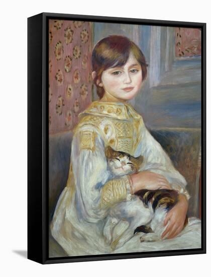 Portrait of Julie Manet or Little Girl with Cat-Pierre-Auguste Renoir-Framed Stretched Canvas