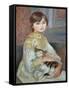 Portrait of Julie Manet or Little Girl with Cat-Pierre-Auguste Renoir-Framed Stretched Canvas