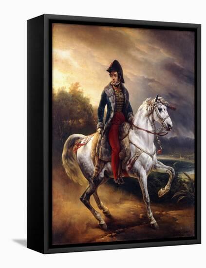 Portrait of Justo Machado Y Salcedo, Spanish Consul in Paris on Horseback, 1821-Horace Vernet-Framed Stretched Canvas