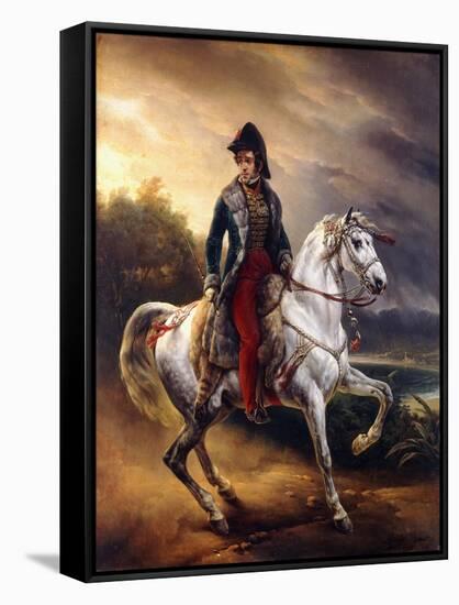 Portrait of Justo Machado Y Salcedo, Spanish Consul in Paris on Horseback, 1821-Horace Vernet-Framed Stretched Canvas