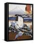 Portrait of Kabuki Theatre Actor in Front of Mount Fuji-null-Framed Stretched Canvas