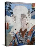 Portrait of Kabuki Theatre Actor Morita Karya Wearing Zoomorphic Mask-null-Stretched Canvas