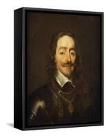 Portrait of King Charles I, Bust Length, Wearing Armour and the Collar of the Order of the Garter-William Dobson-Framed Stretched Canvas