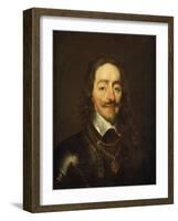 Portrait of King Charles I, Bust Length, Wearing Armour and the Collar of the Order of the Garter-William Dobson-Framed Giclee Print