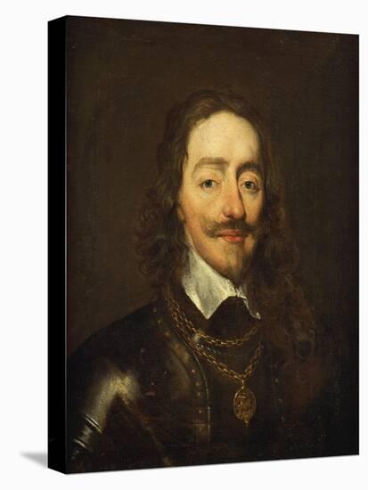 Portrait of King Charles I Wearing Armour and the Collage of the Order of the Garter-William Dobson-Stretched Canvas
