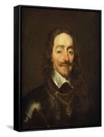 Portrait of King Charles I Wearing Armour and the Collage of the Order of the Garter-William Dobson-Framed Stretched Canvas