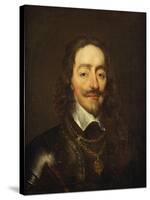 Portrait of King Charles I Wearing Armour and the Collage of the Order of the Garter-William Dobson-Stretched Canvas