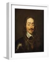 Portrait of King Charles I Wearing Armour and the Collage of the Order of the Garter-William Dobson-Framed Giclee Print