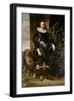 Portrait of King Charles I Wearing the Order of the Garter, with a Dog by His Side-Sir Anthony Van Dyck-Framed Giclee Print