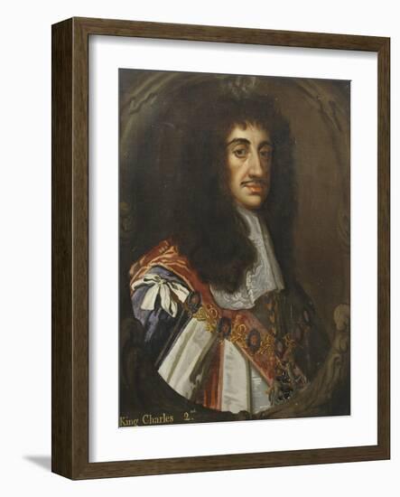 Portrait of King Charles II, Wearing Garter Robes-Sir Peter Lely-Framed Giclee Print