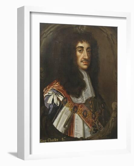 Portrait of King Charles II, Wearing Garter Robes-Sir Peter Lely-Framed Giclee Print