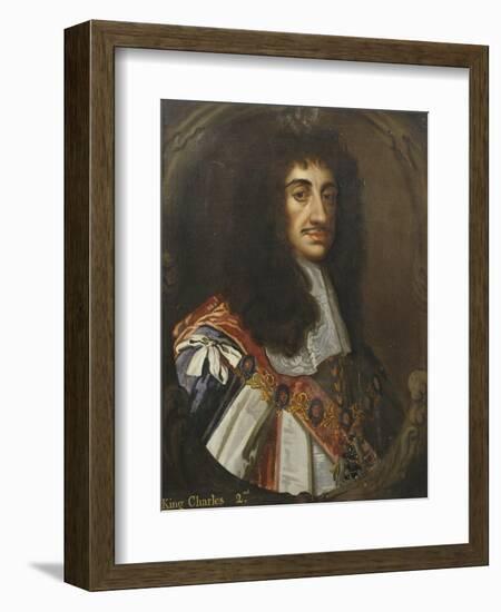 Portrait of King Charles II, Wearing Garter Robes-Sir Peter Lely-Framed Giclee Print