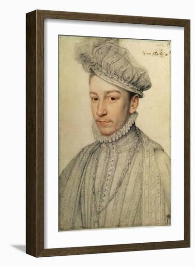 Portrait of King Charles IX of France, 1566-Francois Clouet-Framed Giclee Print