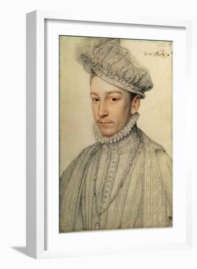 Portrait of King Charles IX of France, 1566-Francois Clouet-Framed Giclee Print