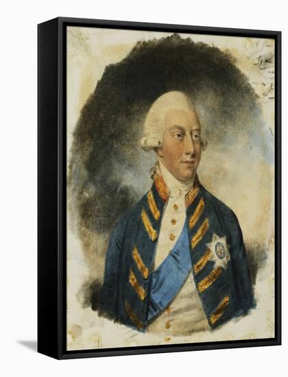 Portrait of King George III, wearing Windsor Uniform and Ribbon and Star of the Garter-John Downman-Framed Stretched Canvas