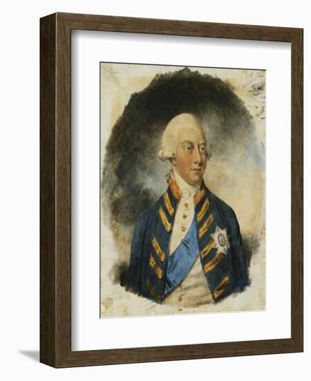 Portrait of King George III, wearing Windsor Uniform and Ribbon and Star of the Garter-John Downman-Framed Giclee Print