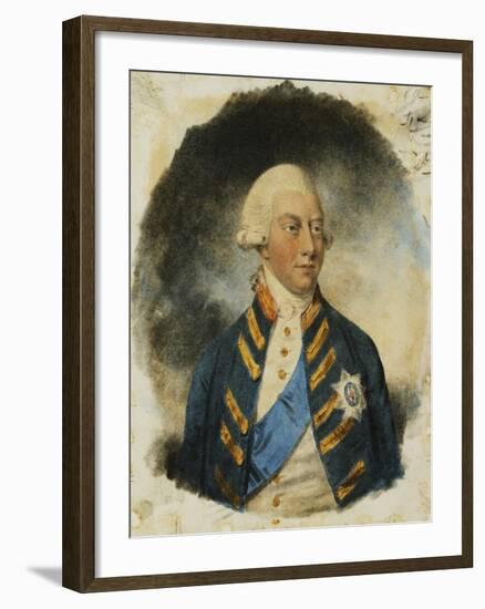 Portrait of King George III, wearing Windsor Uniform and Ribbon and Star of the Garter-John Downman-Framed Giclee Print