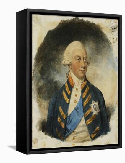 Portrait of King George III, wearing Windsor Uniform and Ribbon and Star of the Garter-John Downman-Framed Stretched Canvas