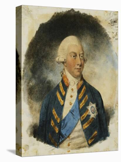 Portrait of King George III, wearing Windsor Uniform and Ribbon and Star of the Garter-John Downman-Stretched Canvas