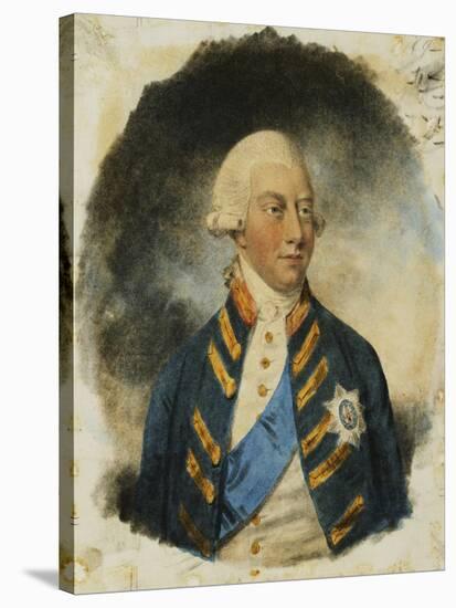 Portrait of King George III, wearing Windsor Uniform and Ribbon and Star of the Garter-John Downman-Stretched Canvas