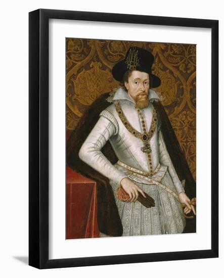 Portrait of King James VI of Scotland, James I of England (1566-1625)-John De Critz-Framed Giclee Print