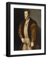 Portrait of King Philip II of Spain, in Gold-Embroidered Costume with Order of the Golden Fleece-Titian (Tiziano Vecelli)-Framed Giclee Print