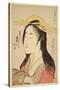 Portrait of Kisegawa of Matsubaya, C.1796, (Woodblock Print)-Kitagawa Utamaro-Stretched Canvas