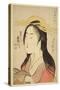 Portrait of Kisegawa of Matsubaya, C.1796, (Woodblock Print)-Kitagawa Utamaro-Stretched Canvas