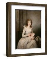 Portrait of Lady Boynton, Seated in White Costume with Her Child, in an Interior-Vincente Carducho-Framed Giclee Print