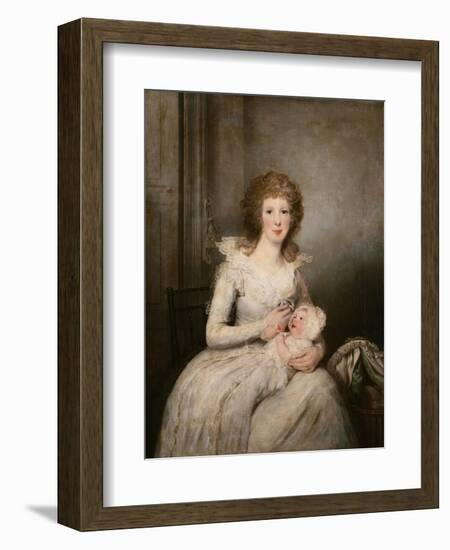 Portrait of Lady Boynton, Seated in White Costume with Her Child, in an Interior-Vincente Carducho-Framed Giclee Print