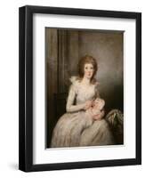 Portrait of Lady Boynton, Seated in White Costume with Her Child, in an Interior-Vincente Carducho-Framed Giclee Print