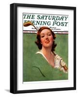 "Portrait of Lady Golfer," Saturday Evening Post Cover, April 22, 1933-Penrhyn Stanlaws-Framed Giclee Print