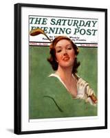 "Portrait of Lady Golfer," Saturday Evening Post Cover, April 22, 1933-Penrhyn Stanlaws-Framed Giclee Print