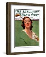 "Portrait of Lady Golfer," Saturday Evening Post Cover, April 22, 1933-Penrhyn Stanlaws-Framed Giclee Print