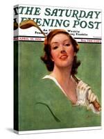 "Portrait of Lady Golfer," Saturday Evening Post Cover, April 22, 1933-Penrhyn Stanlaws-Stretched Canvas